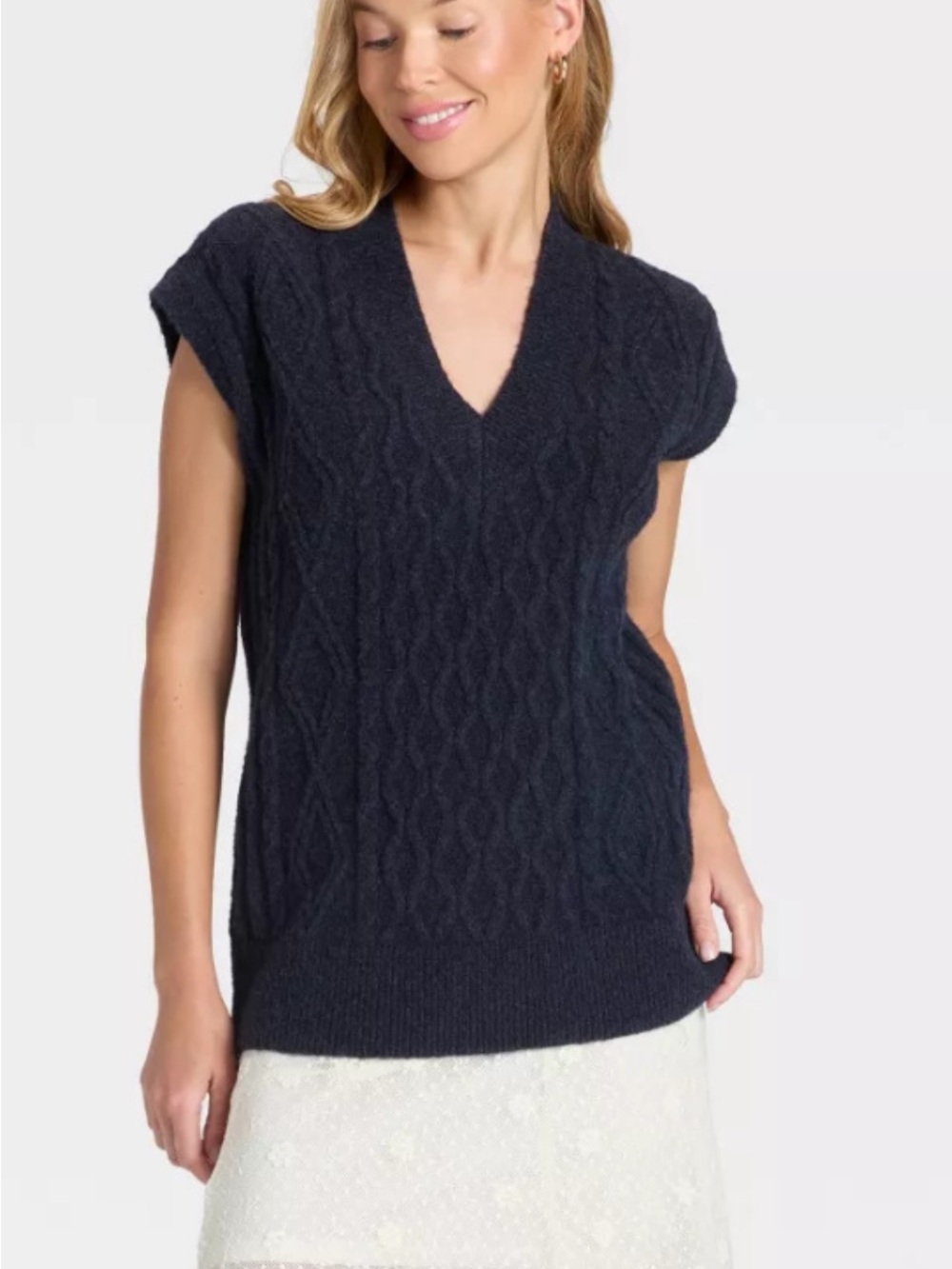 Banana Republic SZ M Women’s Wool Blend Cable Knit Sweater Black Office Career